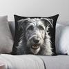 Schattige Ierse Wolfshond Vierkante Kussensloop Polyester Linnen Fluweel Bedrukt Rits Decoratief Bank Zitkussenhoes
