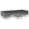 Vidaxl 8-Cz. Garden Lounge Set, Cushions, PE Rattan, Grey