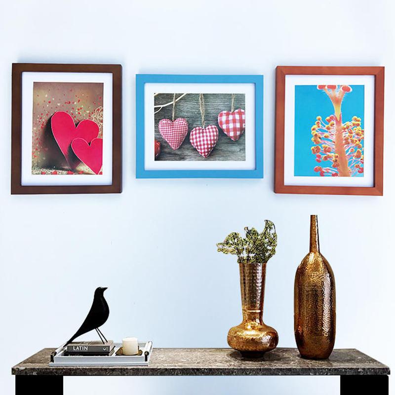 Wooden Colorful Creative Wall Calligraphy Photo Frame Poster Certificate Box Multi Size Drawings Poster Display Ornaments