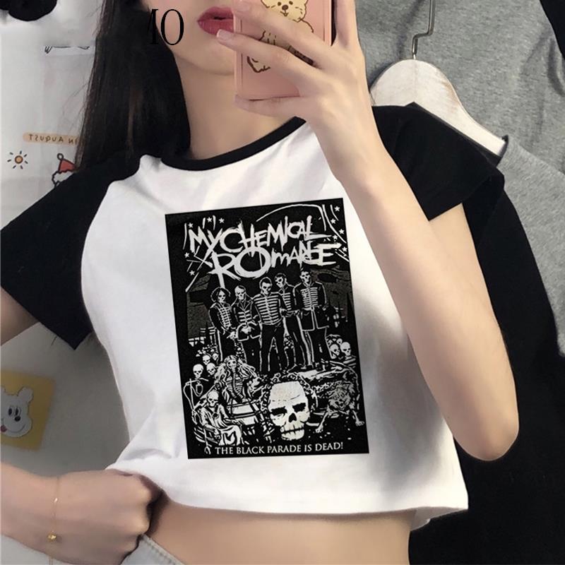 My Chemical Romance Mcr Dead New T-Shirt Black Short Sleeve Parade Punk Emo Rock Summer T Shirts Casual Crop Tee Shirt Clothes