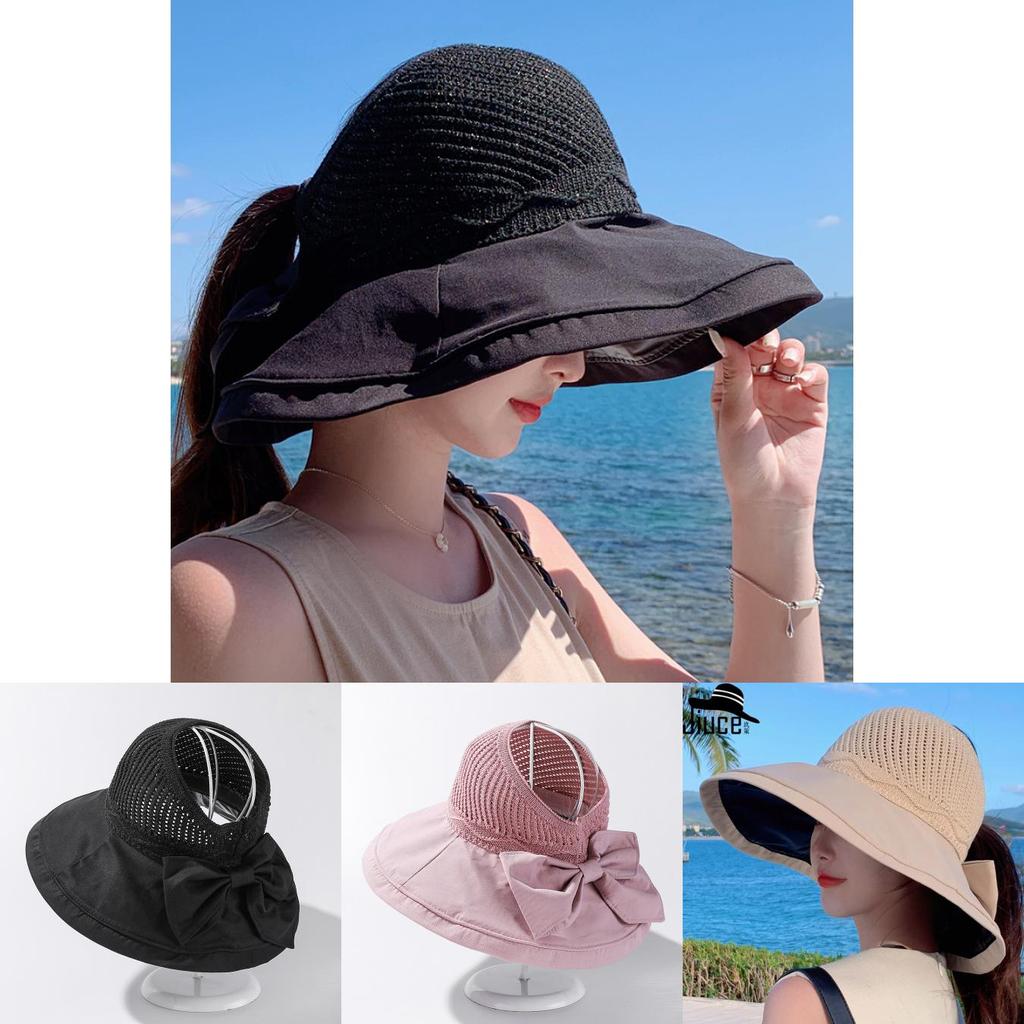 New Arrival Large Brim Sun Hat Women's Splice Black Uv Protection Cap Outdoor Casual Sunhat
