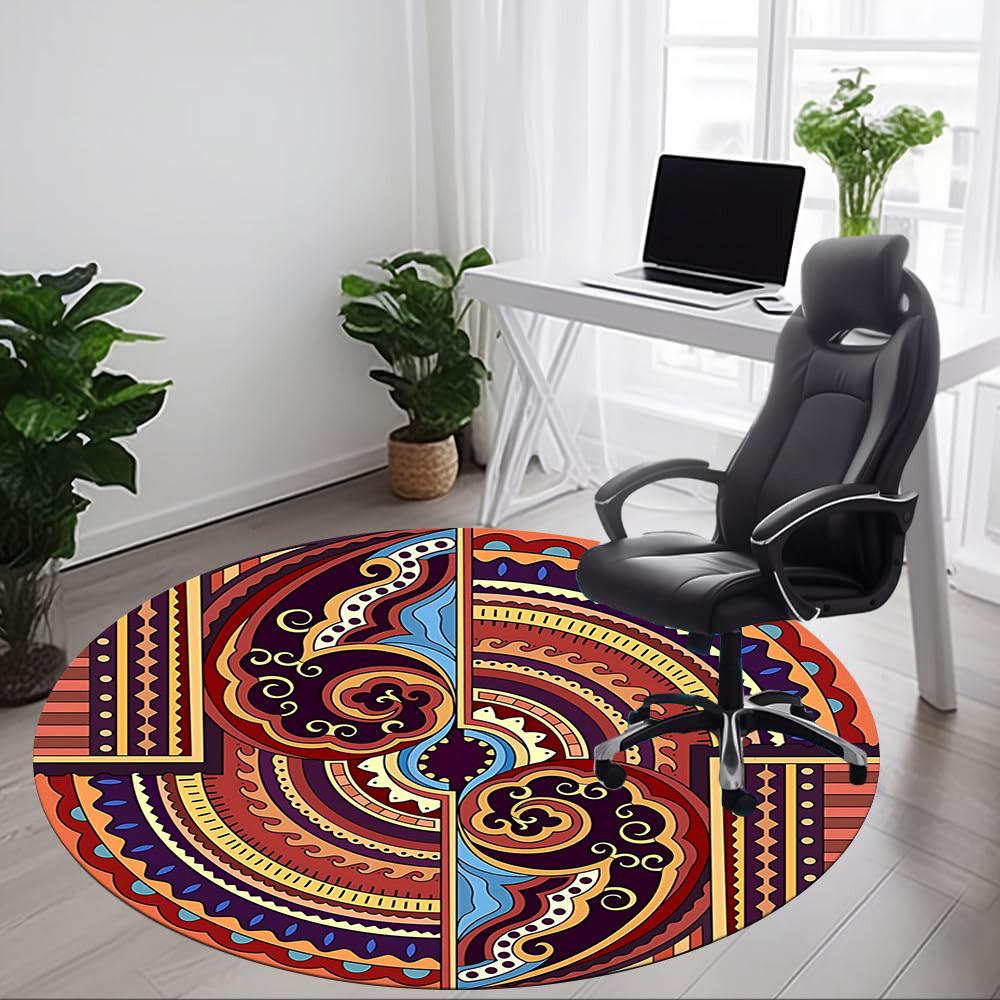 1pc Mandala Office Round Rug, Non-slip, Soft and Durable Office Rug for Interior Decoration, Perfect for Office, Beautiful Decoration Yy260324003