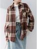 European & American Women's Plaid Long-Sleeve Shirt Jacket - Loose & Casual Fashion (2025)