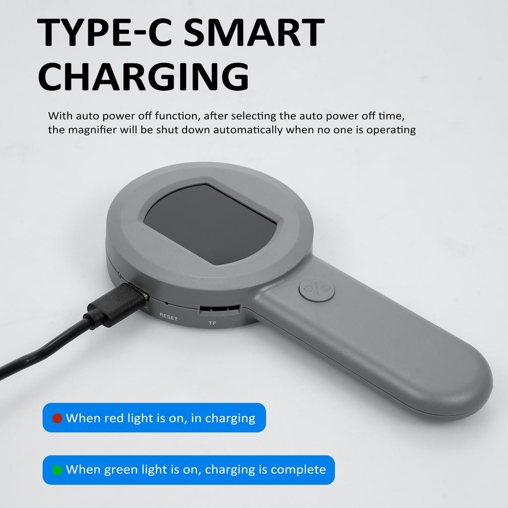 Digitale Lupe mit 2,0-Zoll-IPS-Bildschirm, 100-fache Vergrößerung, mit Lichtlupe zum Lesen