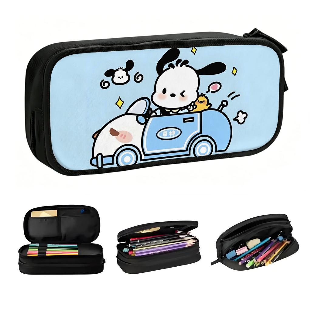 Cartoon Pochacco Kawaii Pencil Case Boy Girl Large Capacity Kawaii Anime Pencil Pouch Students Stationery