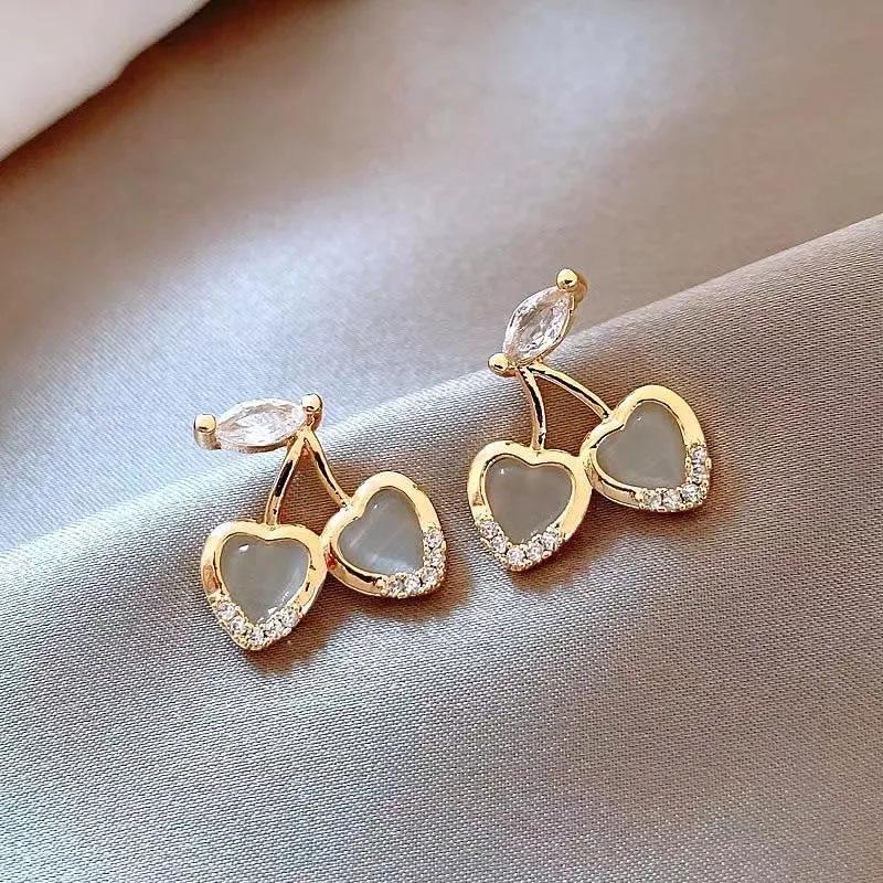 Cherry Personality Earrings: High-End Luxury Studs for Women - Trendy 2025 Style