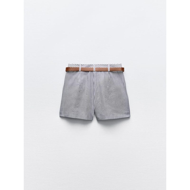 Za2024 Summer New Product Women's Clothes Fashion All-Matching with Belt Casual Stripes Short Pantskirt 1478223 104