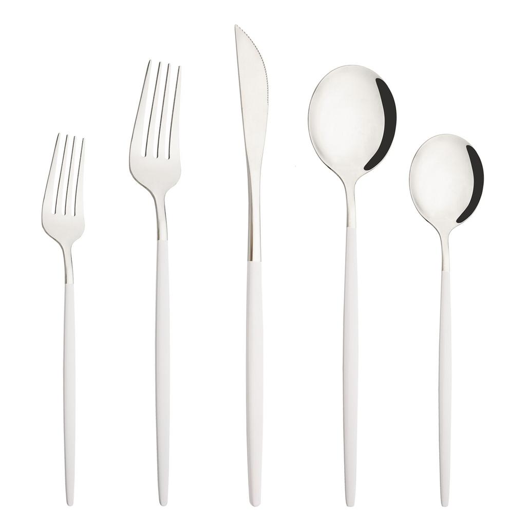 Blue Gold 5Pcs Dinnerware Set Silverware Flatware Knife Dessert Fork Spoon Stainless Steel Tableware Cutlery Set Protable Eating Utensils