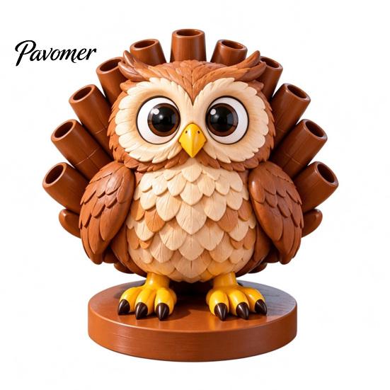 Whimsical Room Accessories Cartoon Animal Flower Vase, Desktop Storage Ornament with Highland Cow/Owl//Peacock/Hedgehog Design, Functional Tabletop