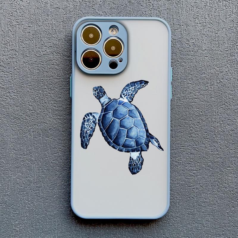 Cool Ocean Turtle Phone Case For iPhone 16 11 12 13 Pro Max Mini 15 14 Pro Max 7 8 Plus X XR Sea Blue Turtle Design Covers
