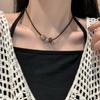 Fashion Sun Star Zircon Necklace for Women Vintage Leather Choker Necklace Double Layered Star Pendant Jewelry Adjustable Chain
