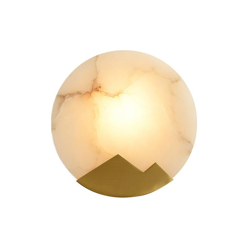 Nordic Luxury Round Natural Marble Wall Lamp for Bedroom and Living Room