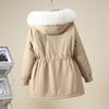 Winter coat women's new padded thickened down cotton clothes medium and long fur collar removable year popular pie overcome thick