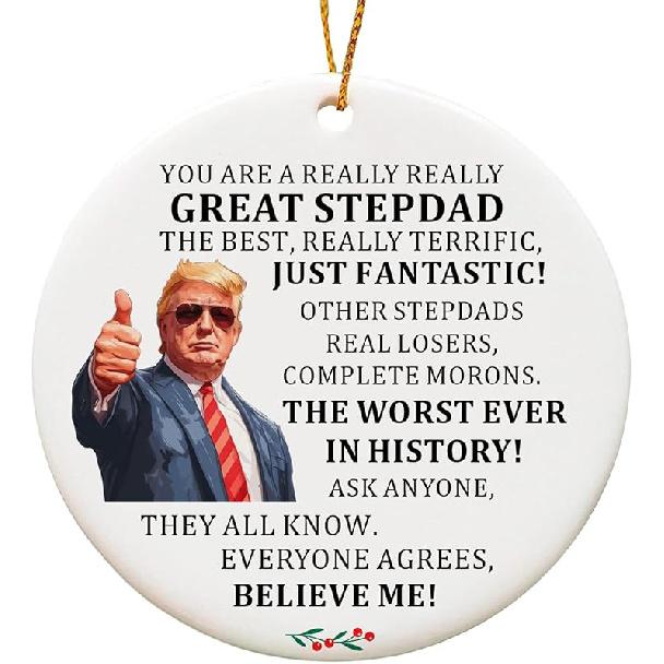 Grandma Christmas Ornament, Gifts for Grandma from Granddaughter, Grandson, Birthday Gifts, for Grandma, 3” Ceramics Hanging Ornament Keepsake Xmas T-stepdad