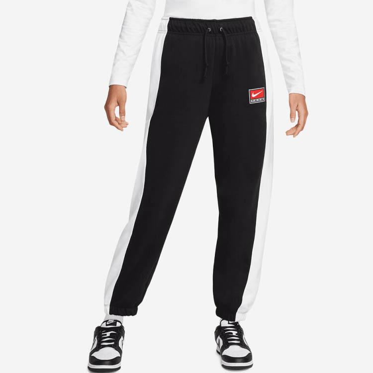 Nike Sportswear Team Logo Spliced Contrast Cuff Loose Joggers Women Bottoms Black DQ6603-010