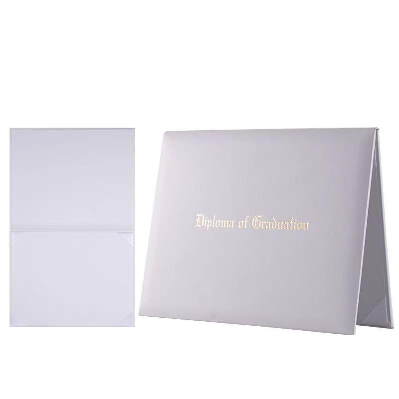 Custom Logo School A4 Blank PU Leather Diploma Cover with Gold/Silver Printing Certificate Diploma Certificate Cover Folder