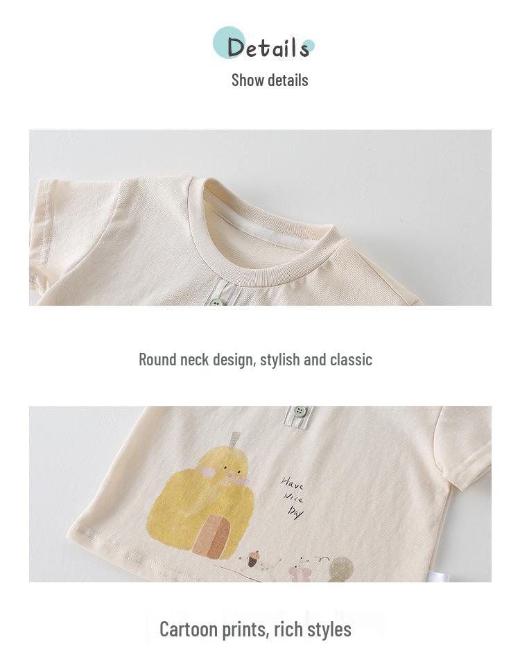 2026 Boys' Cartoon Print Short-Sleeve Set: Breathable and Skin-Friendly Two-Piece for Summer