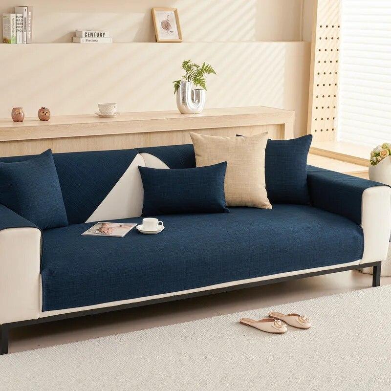 

Хлопково-льняной чехол для дивана, Нескользящий однотонный диван, подушка, полотенце, украшение для дома, гостиной, чехол для дивана, универсальный для сезонов 60x60cm 1pcs