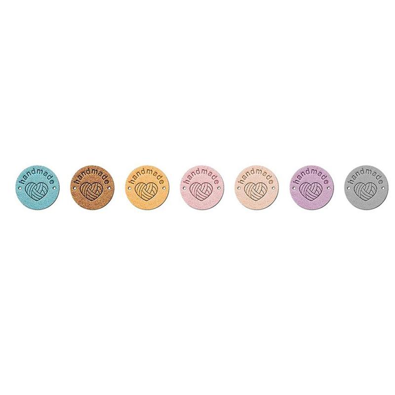 AEE4-56Pcs Handmade Leather Labels,Handmade Leather Labels For Crochet,Colorful Leather Labels For Handmade Items Knit DIY