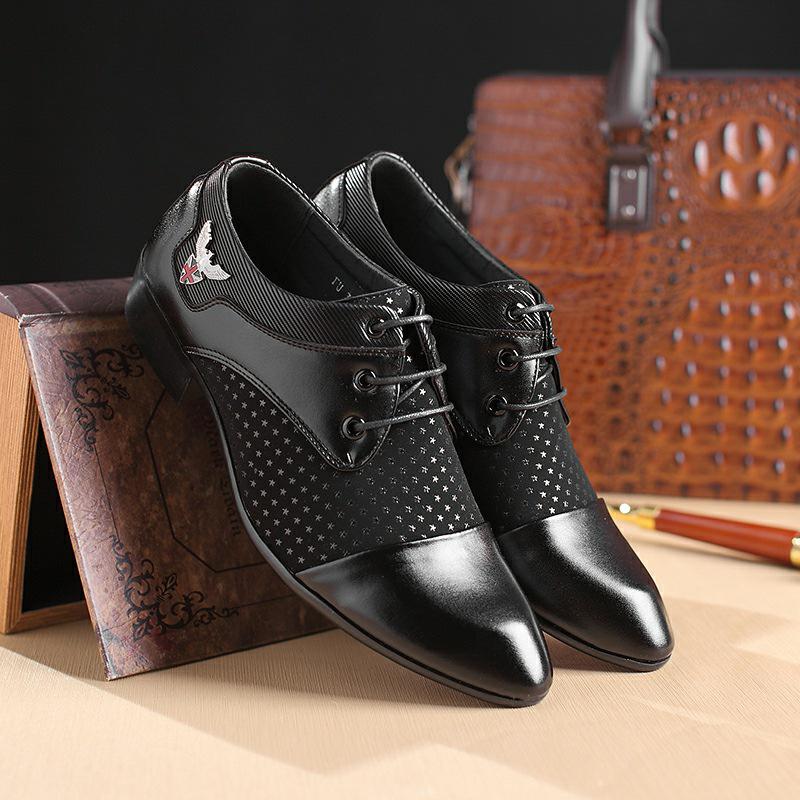 Men'S Business Dress Casual Leather Shoes Pointed British Photography Groom Wedding Shoes