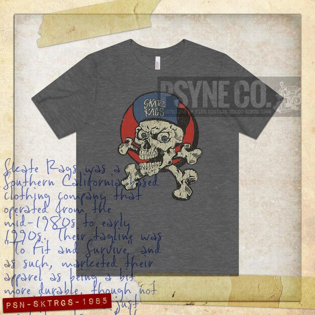 

Skate Rags Skull and Crossbones 1985 Vintage Men s T shirt L