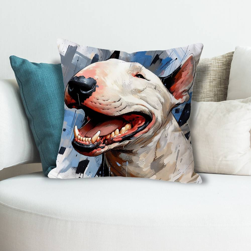 BBull TTerrier Dog Funny Pillow Cases for Bedroom Living Room Sofa Home Decor Polyester Cushion Cover with Zipper