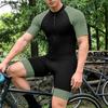 INCERUN Men's Short Sleeve Front Zipper One-Piece Biking Bodysuit Skinsuit Jumpsuits Rompers