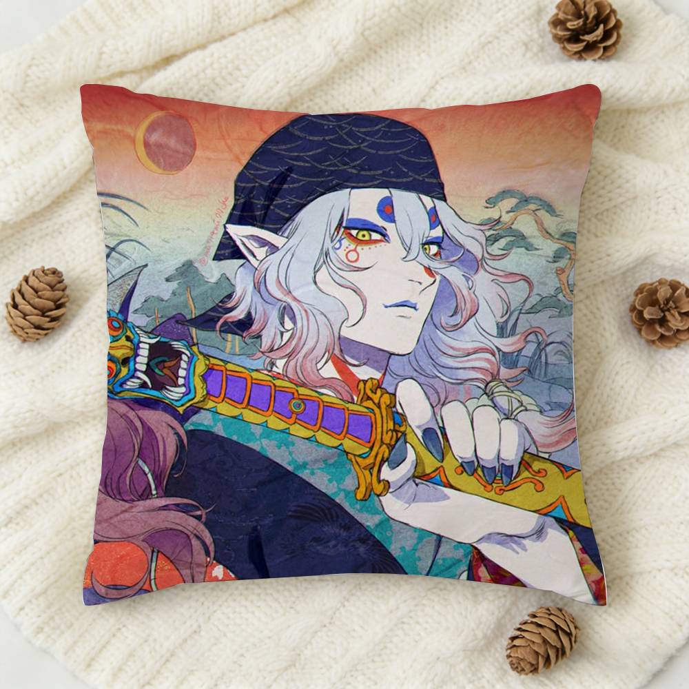 Anime MMononoke Doublesided Printed Square Decorative Cushion Cover for Sofa Living Room Home Decor