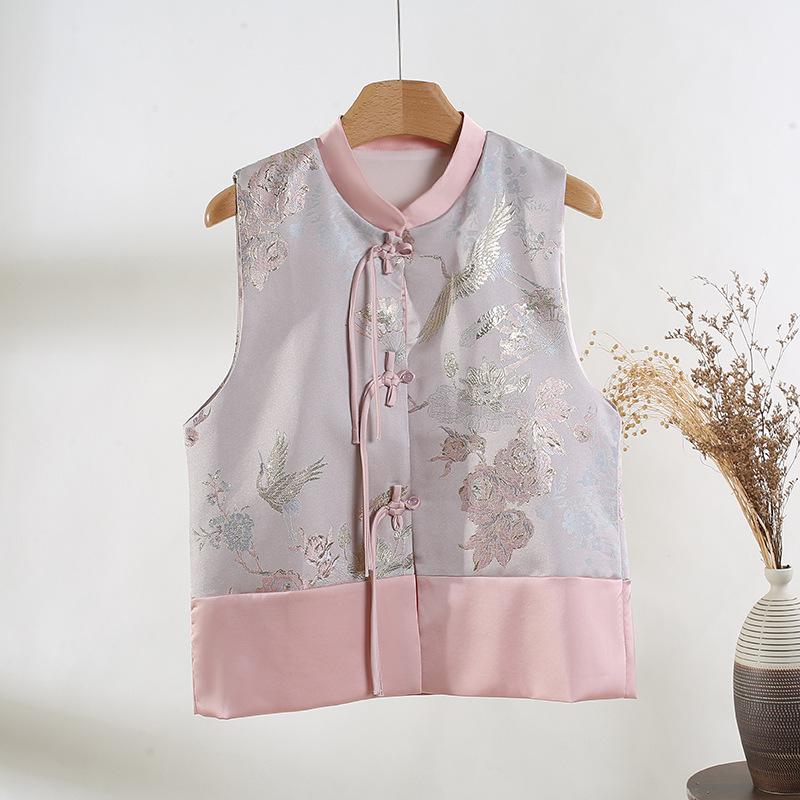 

Вышитый жилет женский 2025 новый темперамент тонкий внешний кардиган XXXL [Recommended 138-75kg] розовый