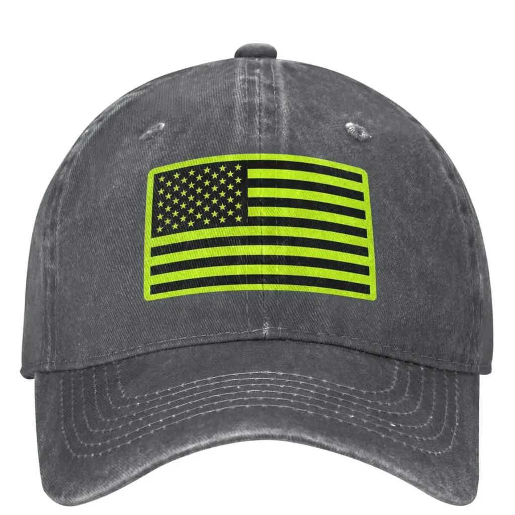American Flag Construction Safety Green Flag 4th Of July Baseball Cap Sport Breathable Hip Hop Hats Women Unisex Baseball Caps
