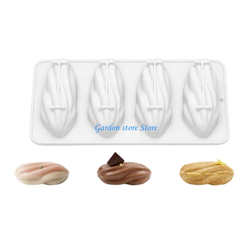 B0KB Heat Resistant Pistachios Cake Pan Molds 4 Cavity Silicone Dessert Mould For Birthday Parties And Cooking Classes