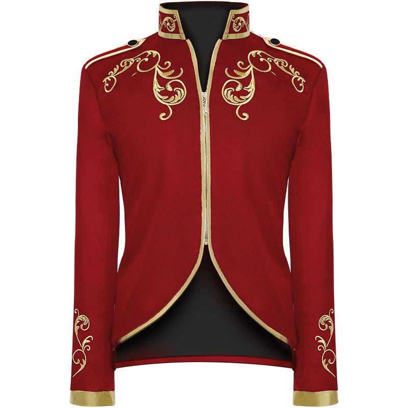 

2023 Amazon New Halloween Men s Fashion Jacket Court Prince Gold Embroidered Suit Sports Jacket Palace Prince Suit-Red S