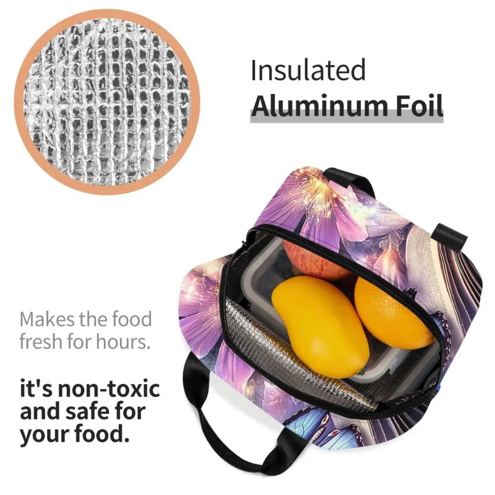 A Fluorescent Butterfly On The Book Of Life Insulated Lunch Bag for Women Children Portable Food Boxes Thermal Lunch Box Tote
