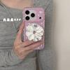 Ins Gentle Purple Polka Dot Temperament White Porcelain Flower for iPhone17promax Apple 16 Mobile Phone Case 15 Bracket