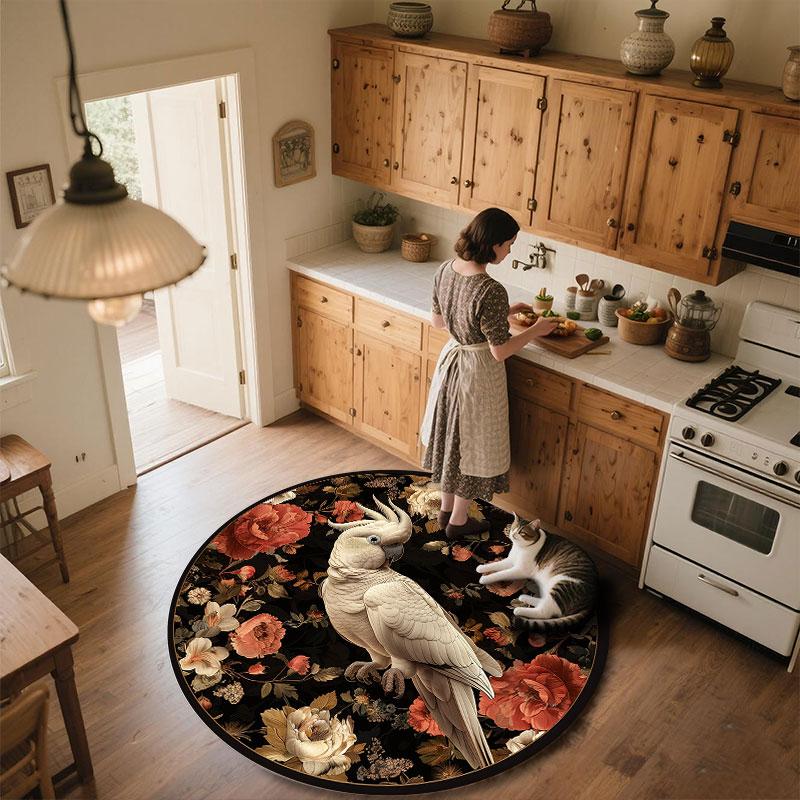 Sheepdogs & Birds Pattern Round rug,Carpet Rug for Living Room Bedroom Playroom ,Non-slip Floor Mat,Holiday Gifts and Birthday Gifts.