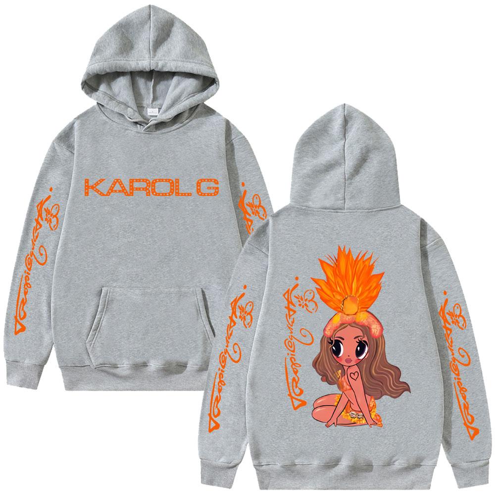 Karol G Tropicoqueta Hoodie Men Women Fashion Pop Music Sweatshirt Unisex Casual Fleece Oversized Hoodies Pullover
