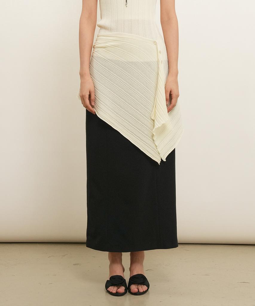 General Idea Pleated Knit Wrap Skirt [Cream] / Gf2Let529