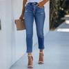 Women's High Waist Washed Women's Jeans Fashionable Versatile Straight Leg Pants