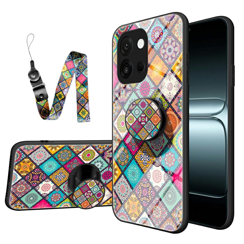 

Чехол для OnePlus 13T 5G с подставкой, этническим узором, из закаленного стекла, чехол для телефона со шнурком Checkered Pattern