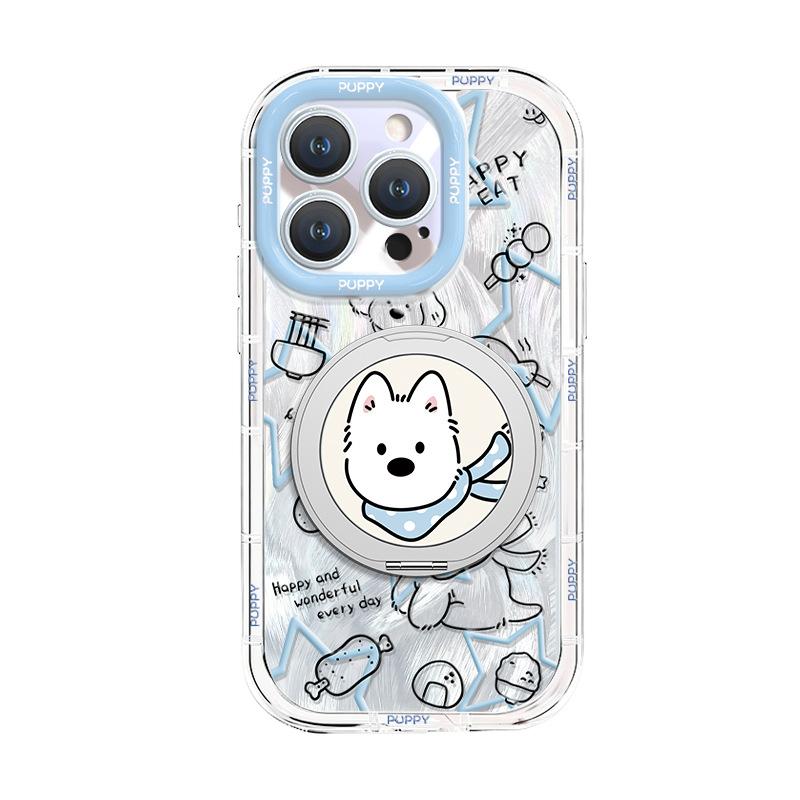 Cute West Highland bracket is suitable for Apple 17promax mobile phone case iphone15 feather yarn 16 Xiaomi 14 anti-drop.