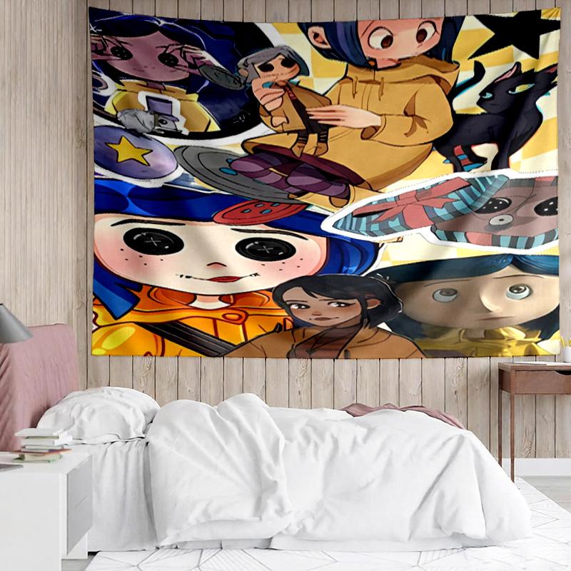 Coraline Tapestry for Bedroom Aesthetic Classroom Tapestries Wall Hanging for Living Room Dorm Office,Ideal Creative Gift