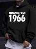 American/European Style Unisex Autumn/Winter Printed Hoodie Long-Sleeve Sweatshirt, Vintage 1966 Number Print Hooded Sweatshirt, Nostalgic Year Americ