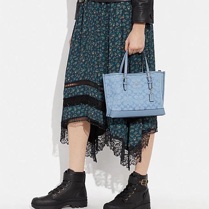 Coach Borsa Mollie Classic Monogram Jacquard con Chiusura a Zip per Donna Borse da Donna Azzurro Chiaro CH228-SVM6A