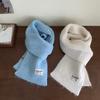 Temperament Blue Blended Knitted Wool Scarf Female Korean Version Autumn and Winter Warm and Cold Student Versatile Scarf