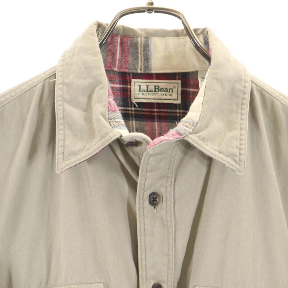 L.L.BEAN 80s Outdoor Vintage Long Sleeve Shirt M Beige Men's Used