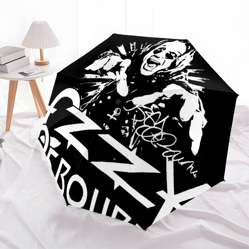 1pc Ozzy Osbourne, Tour Merchandise Automatic Umbrella 8 Rib Portable Folding Black Iron Frame for Outdoor, Beach, Travel, Beach Umbrella 148