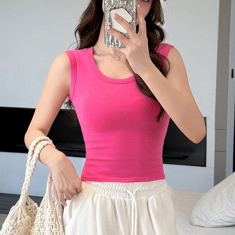 Wide Shoulder U-neck Sling Vest, Women's Inner Cover, Summer Outer Wear, Breast Cover, Slim and Thin I-shaped Bottoming Top