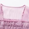 Women's Square Neck Puff Sleeve High-Waist Smocked Midi Dress