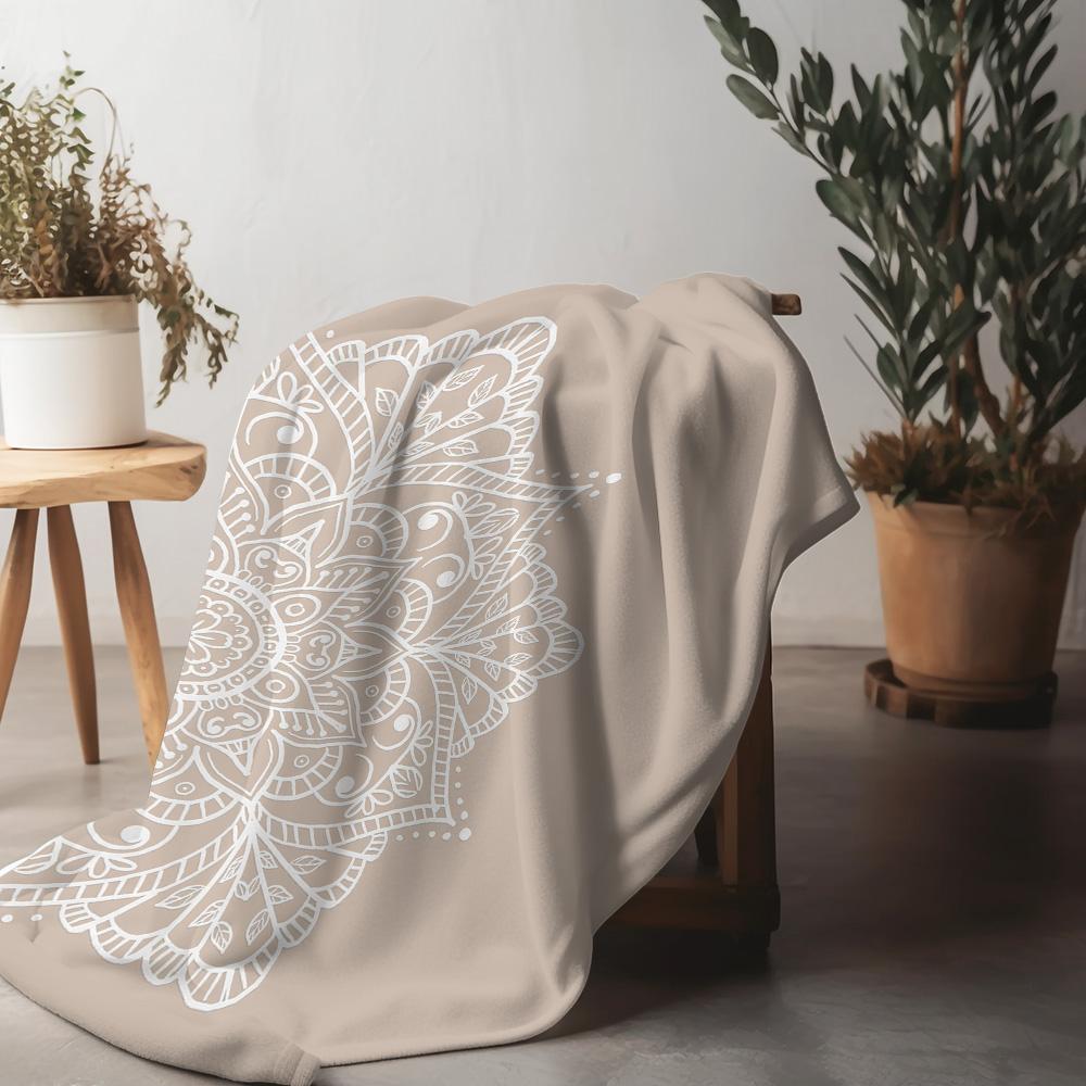 Soft Fleece Blanket with Mandala Pattern Cozy Throw Blanket for Sofa Bed Living Room Bedroom Decorative Throw Blanket