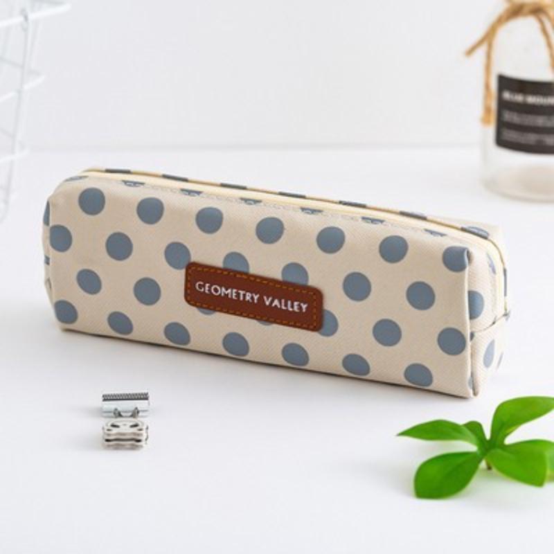 Canvas Pencil Case Aesthetic Geometric Pattern Smooth Sturdy Zipper Portable Large Capacity for Office Workers Stationery Organizer